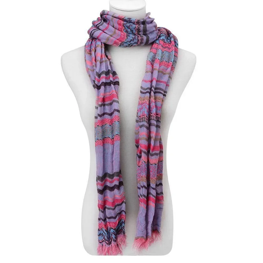 J Francis Scarf Striped Purple and Pink